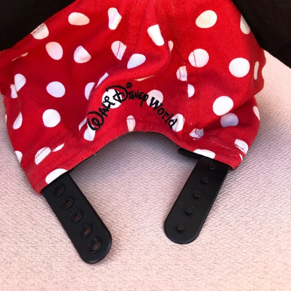 Walt Disney World Black Red Polka Dots‎ Autographed Minnie Mouse Ears Bow Hat